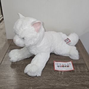Douglas Cuddle Toys White Cat Kitten Blue Eyes #15052 Winnie 13"